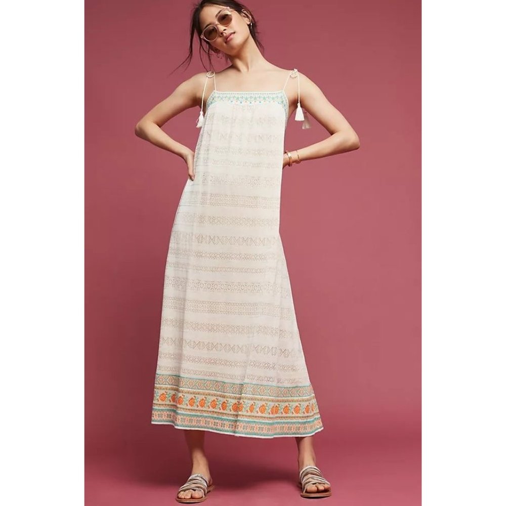 Anthropologie NWT Cecilia Prado Augusta Tasseled Maxi Dress size Large - Picture 1 of 10